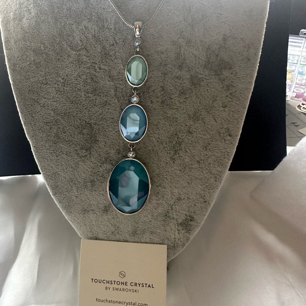 Touchstone Crystal Adjustable Blue Statement Neck… - image 3